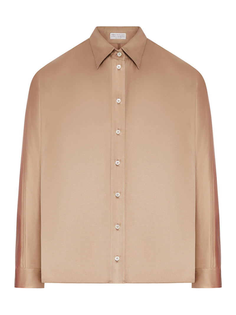 STRETCH SILK SATIN SHIRT WITH MOBILE