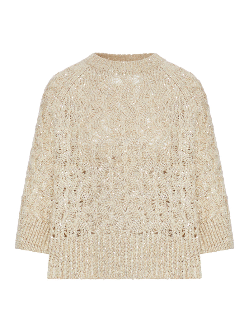 OPEN-WORK KNIT YARN SWEATER