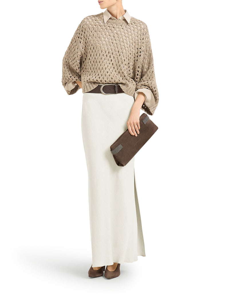 FLUID BIAS-CUT SKIRT IN LINEN BLEND