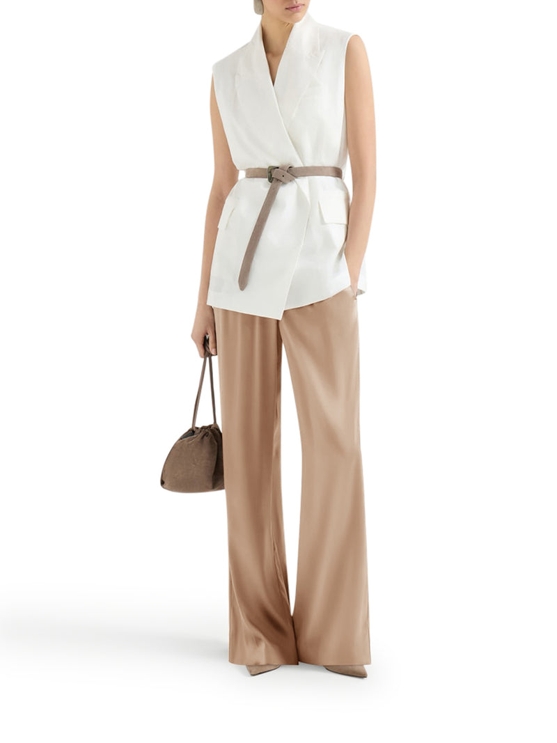 STRETCH SILK SATIN TRACK PANTS