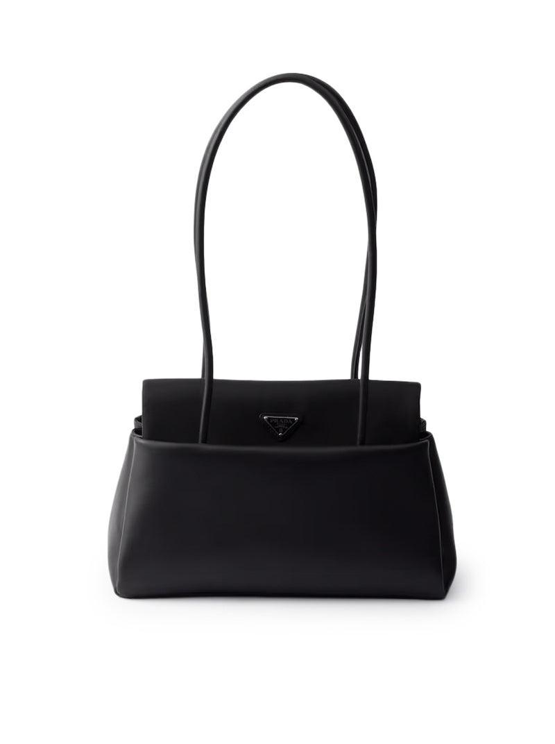 PRADA PASSAGE MEDIUM LEATHER BAG WITH RE-NYLON FLAP
