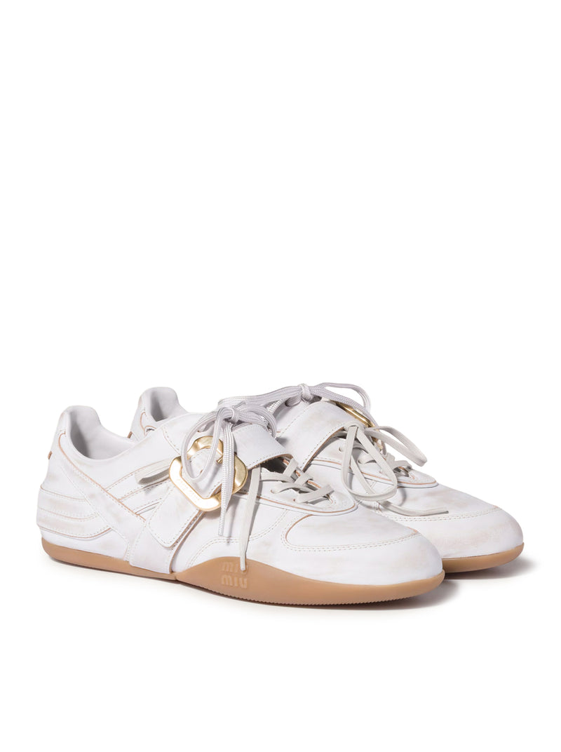 GYMNASIUM LEATHER SNEAKERS WITH BUCKLE