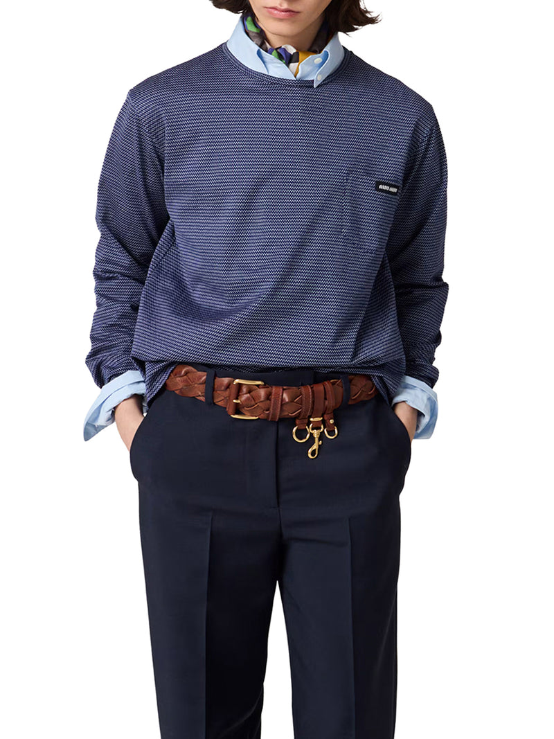 JACQUARD JERSEY T-SHIRT WITH LOGO PATCH