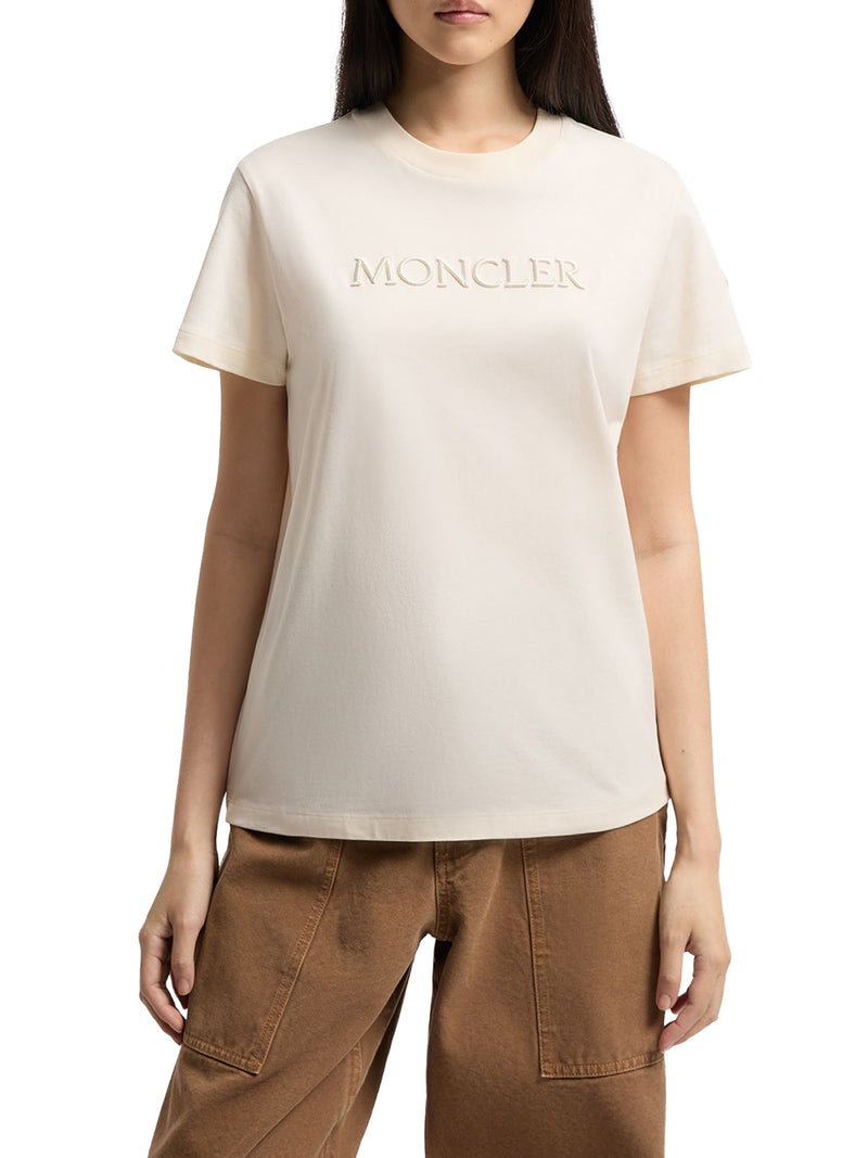 COTTON T-SHIRT WITH EMBROIDERED TONE-ON-TONE LOGO