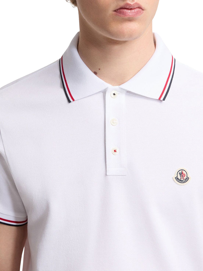 COTTON PIQUET POLO SHIRT WITH TRICOLOR TRIM