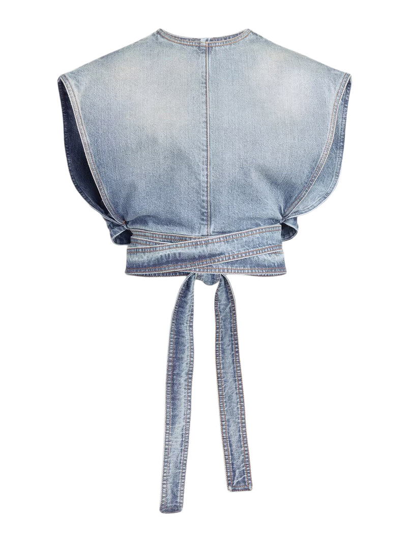 DENIM TOP WITH BELT