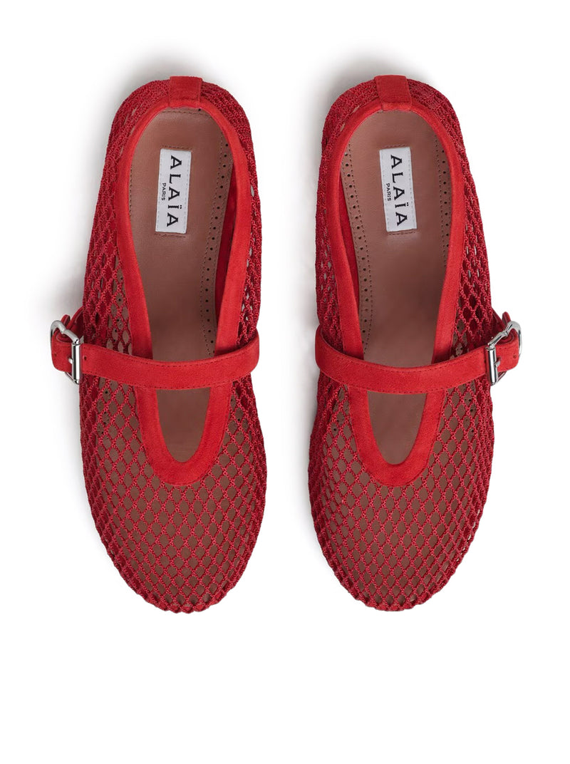 FLAT BALLERINAS IN MESH AND SUEDE