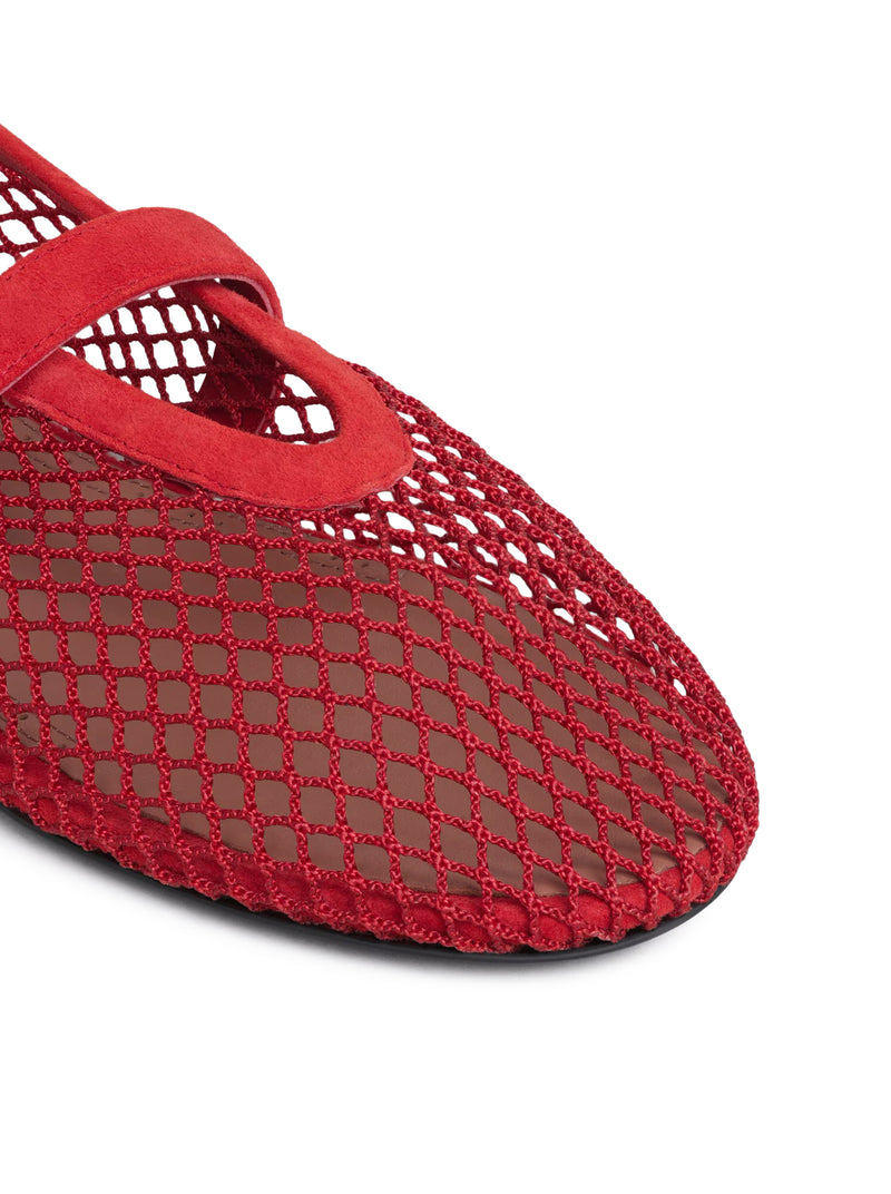 FLAT BALLERINAS IN MESH AND SUEDE