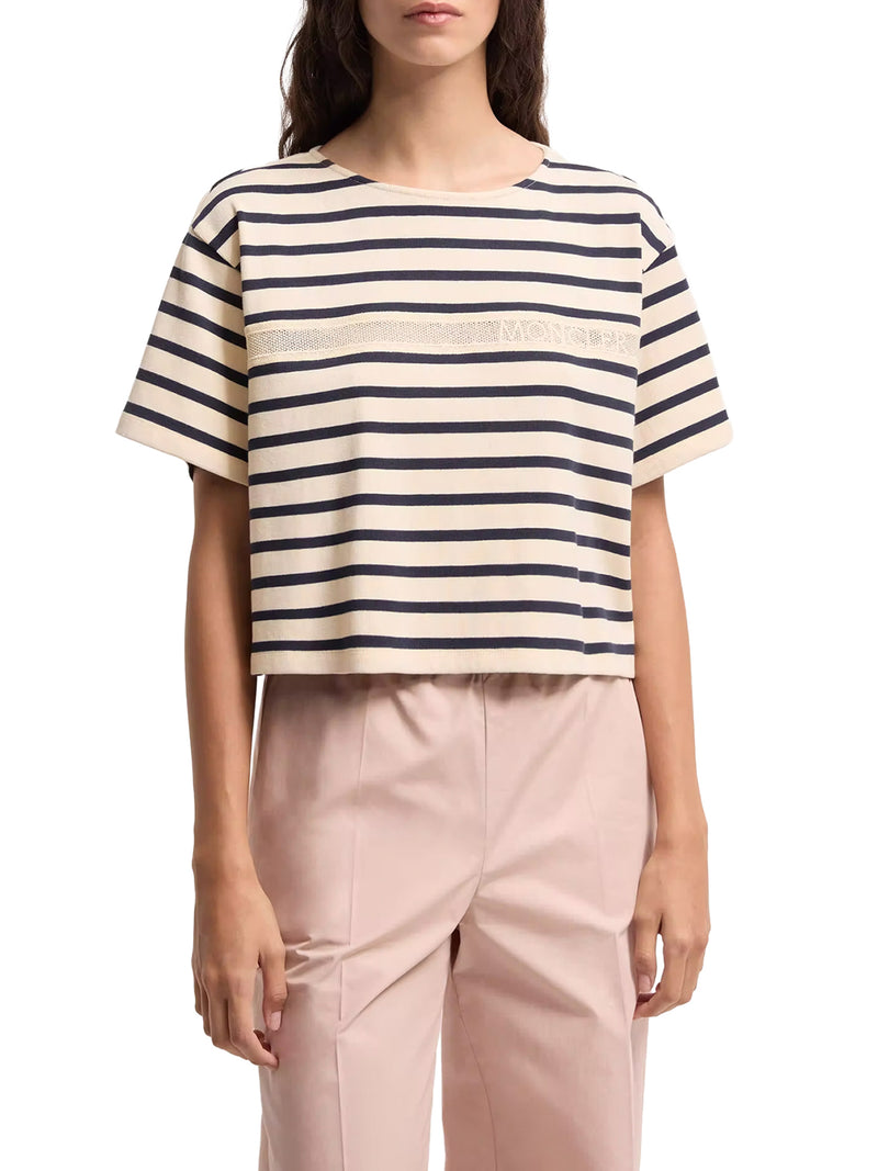 STRIPED CROP T-SHIRT WITH LOGO