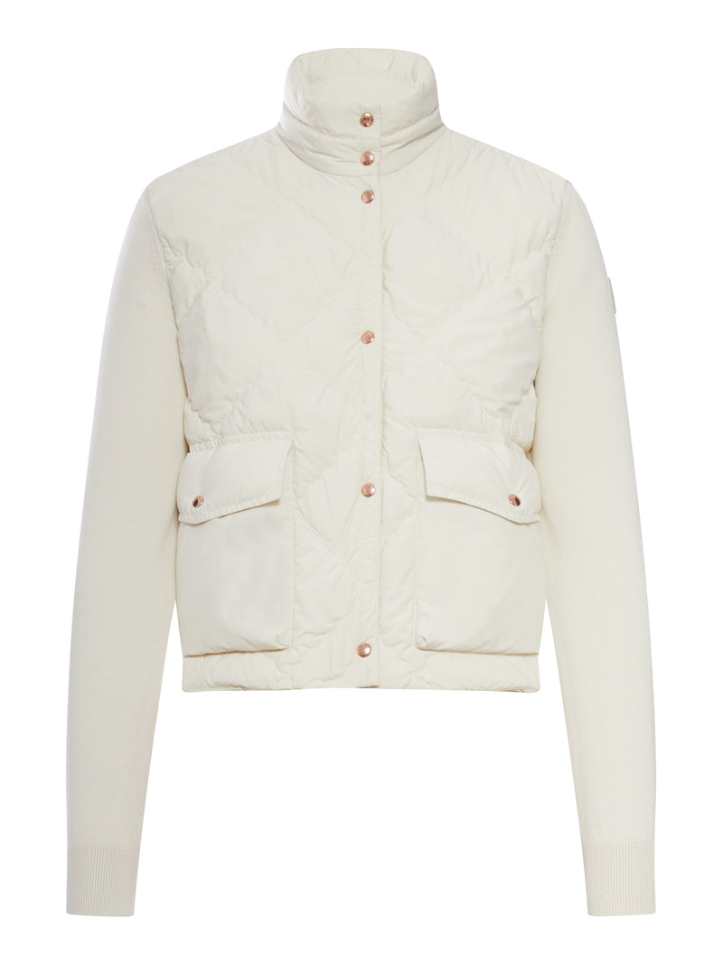 PADDED JACKET WITH KNITTED SLEEVES