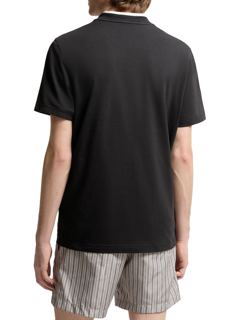 BLACK COTTON T-SHIRT WITH EMBROIDERED TRICOLOR LOGO