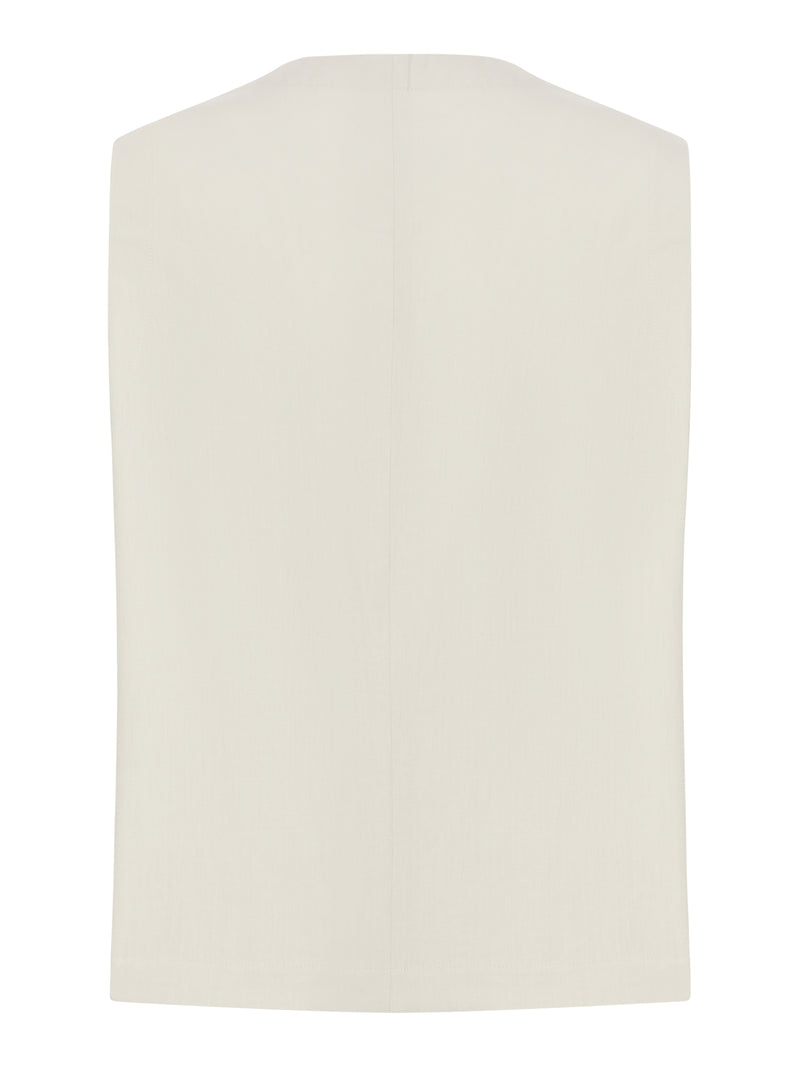TAILORED LINEN AND COTTON BLEND VEST