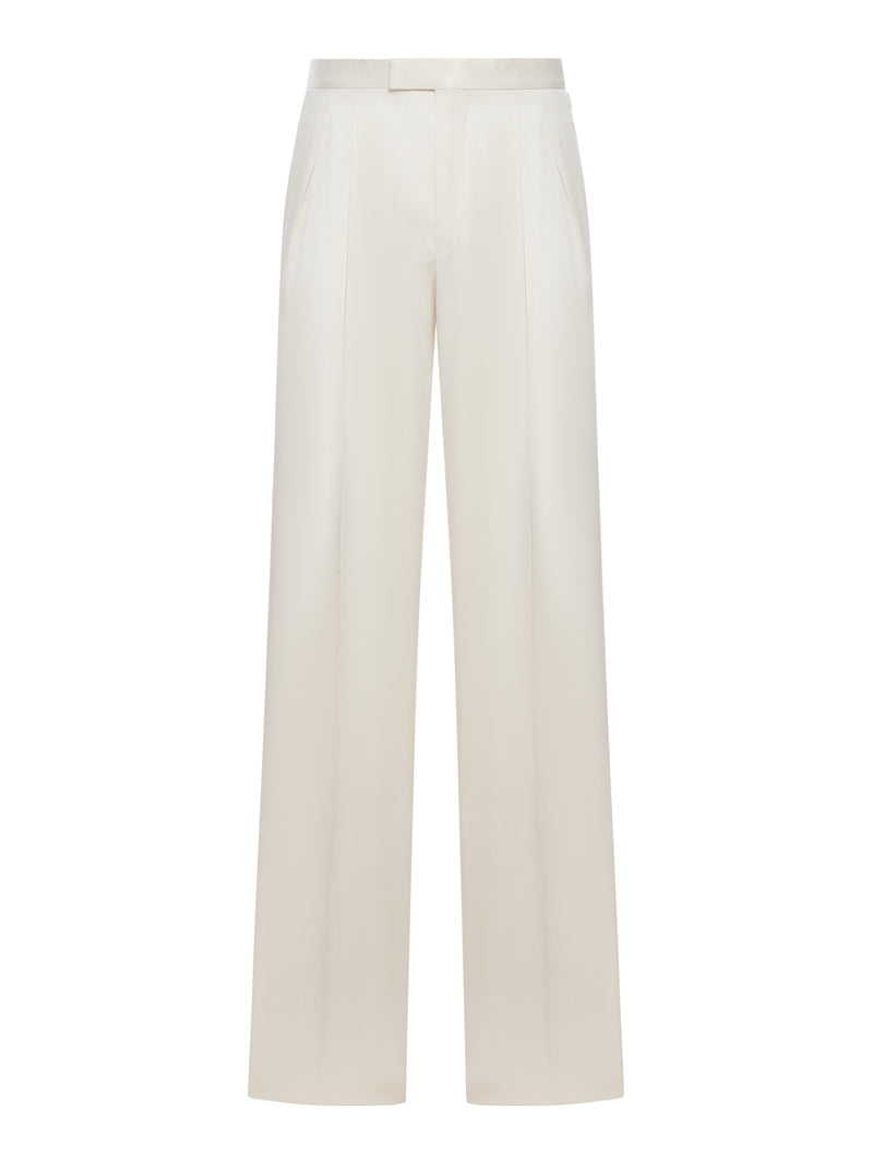 SILK GABARDINE TROUSERS WITH DOUBLE PLEATS