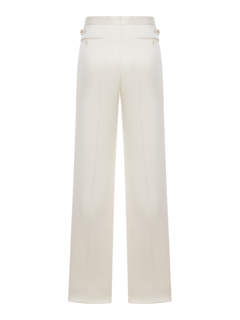 SILK GABARDINE TROUSERS WITH DOUBLE PLEATS