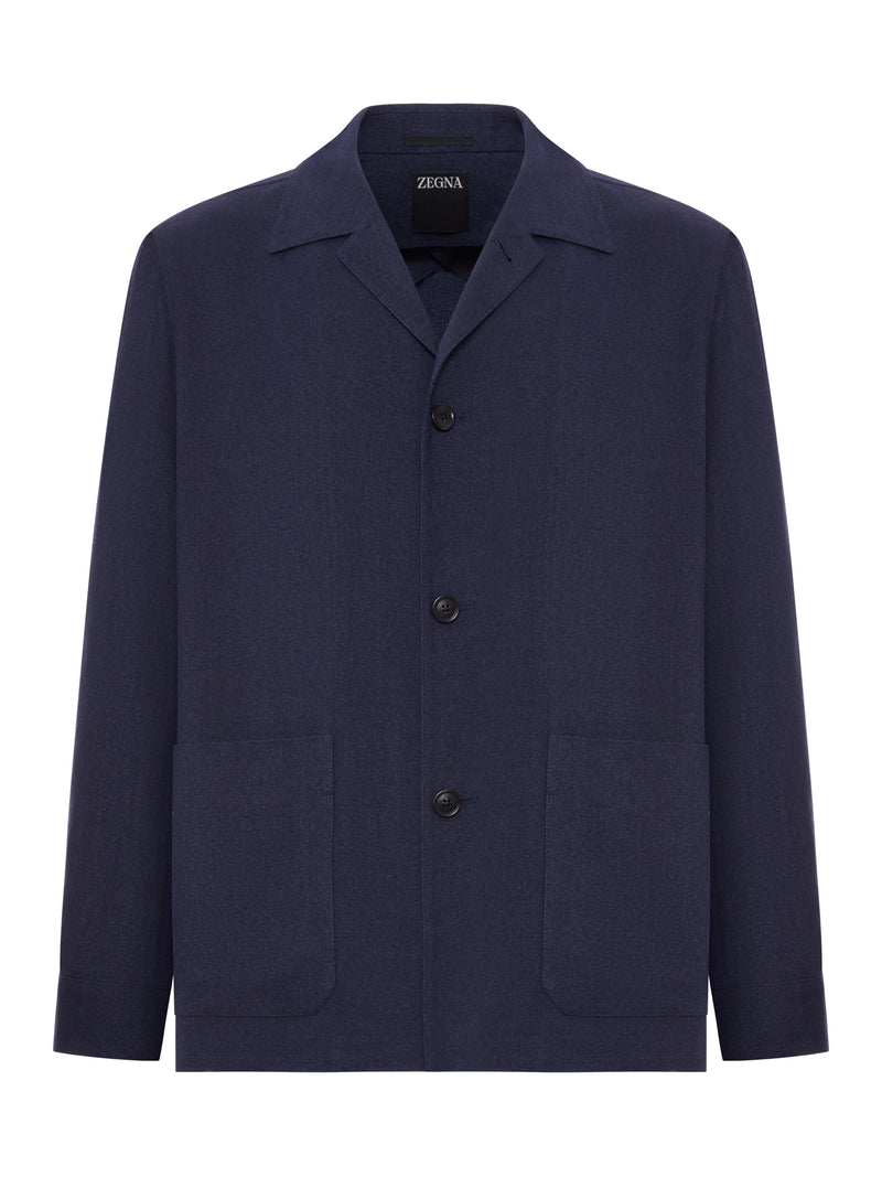 WOOL AND LINEN MIX JACKET WITH PATCHED POCKETS