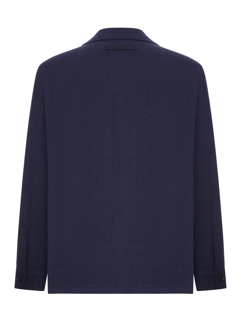 WOOL AND LINEN MIX JACKET WITH PATCHED POCKETS