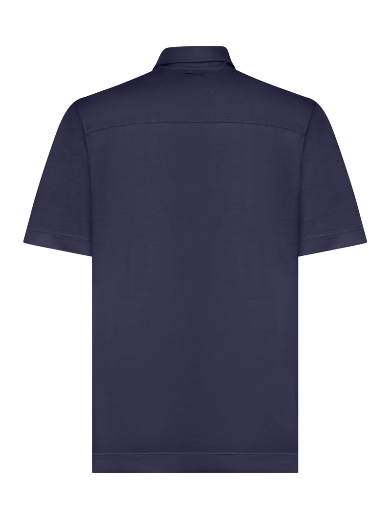 SILK AND COTTON KNITTED POLO SHIRT