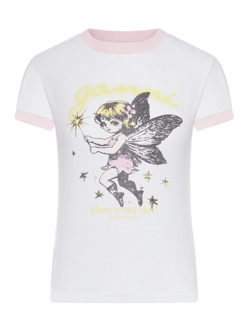 COTTON T-SHIRT WITH FAIRY GRAPHIC PRINT