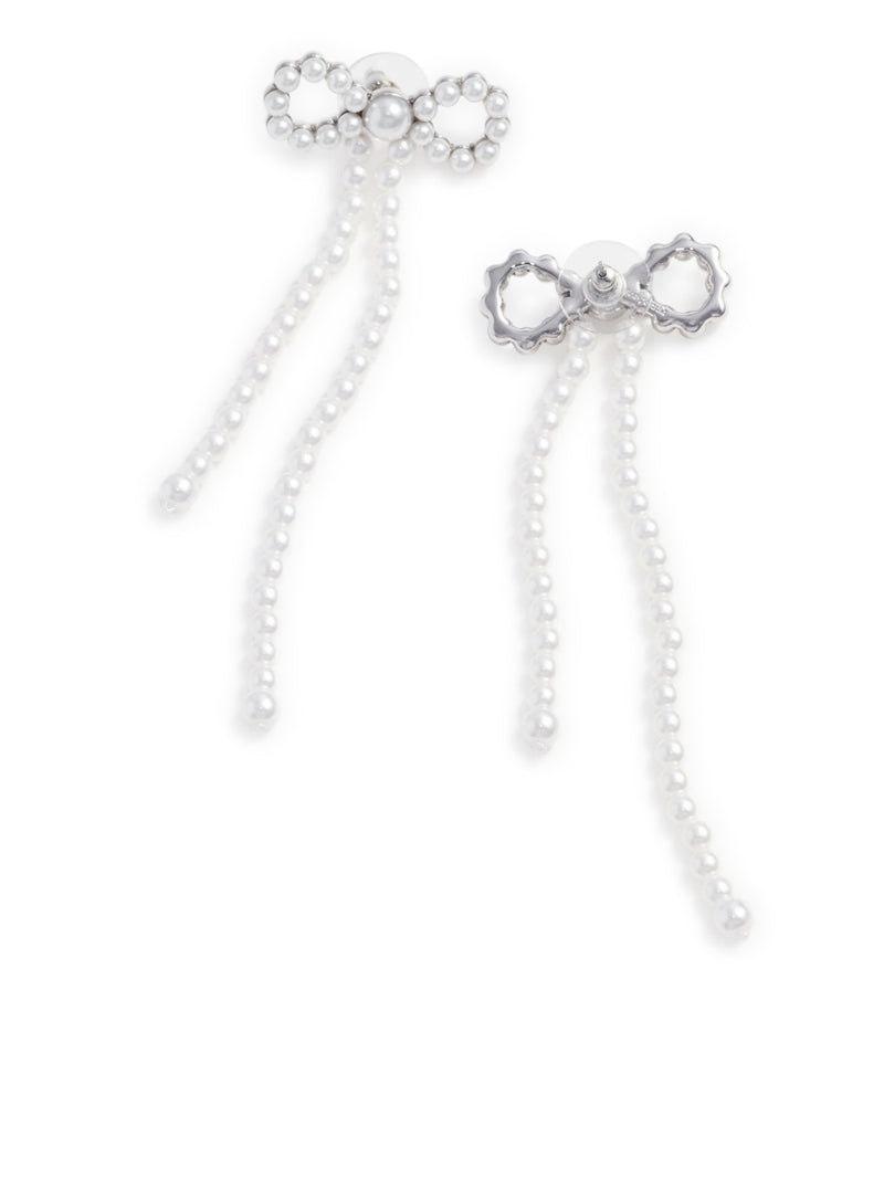 PEARL BOW DANGLING EARRINGS