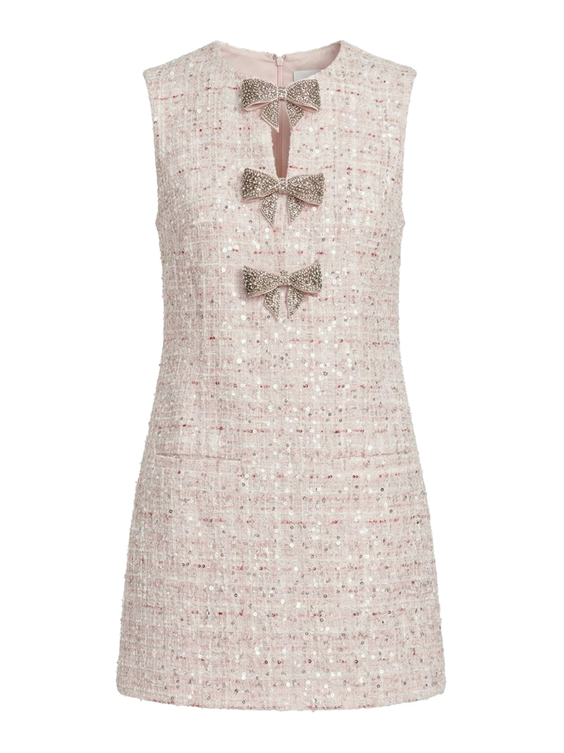 MINI DRESS WITH BOUCLE BOW AND SEQUINS