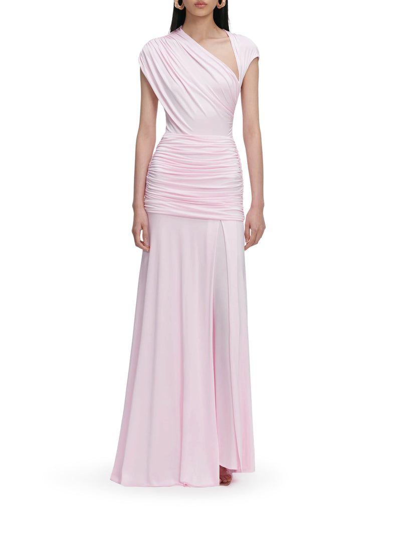 LONG DRAPED JERSEY DRESS