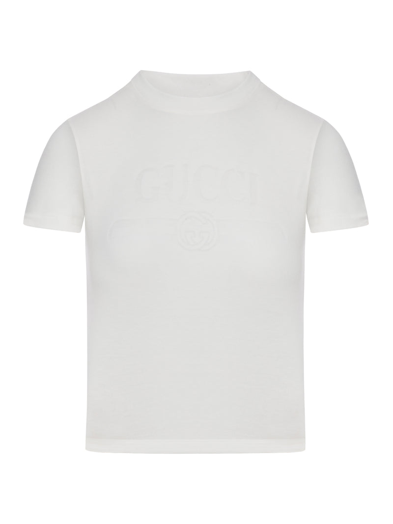 COTTON JERSEY T-SHIRT WITH DEVORÉ DETAIL