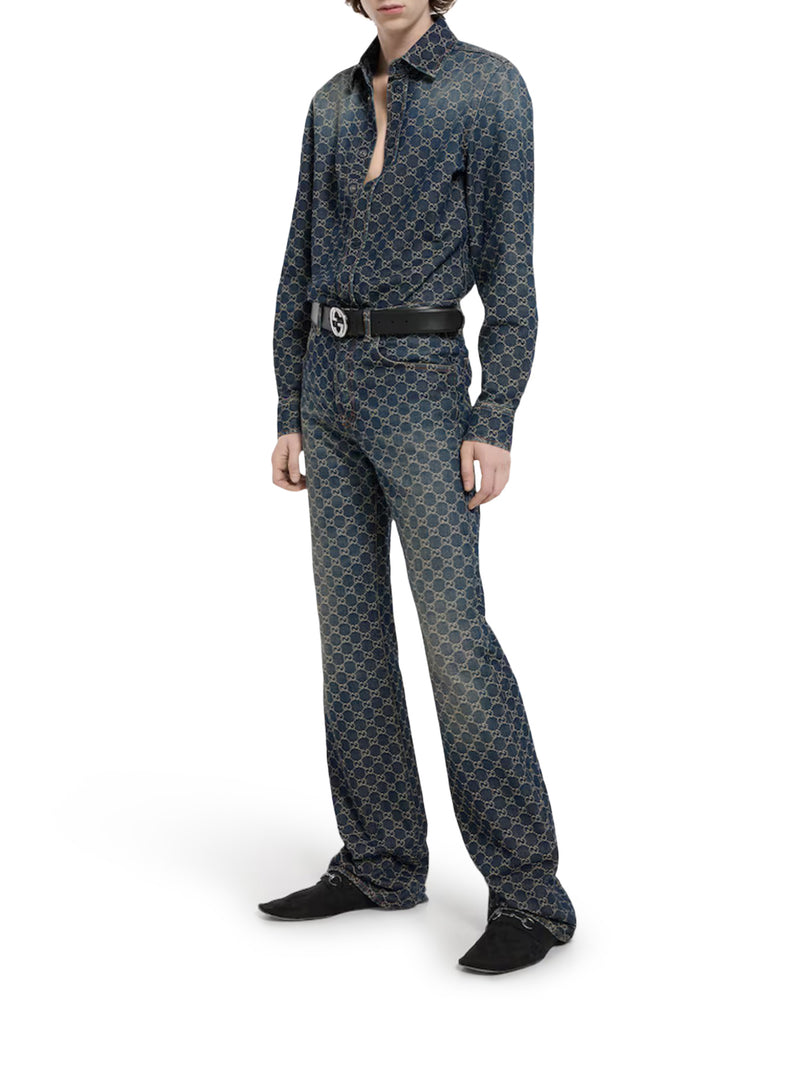 GG JACQUARD COTTON DENIM SHIRT