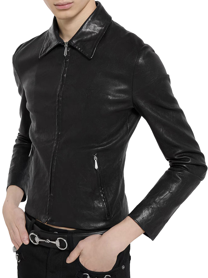 WASHED STRETCH NAPPA LEATHER JACKET