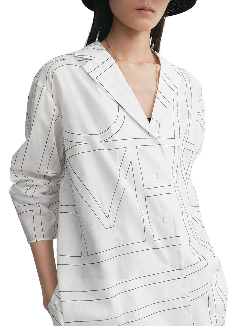 COTTON BLEND SHIRT WITH MONOGRAM EMBROIDERY