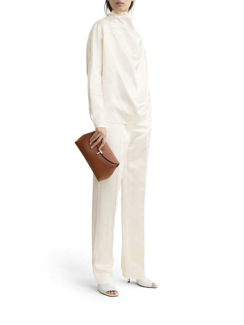 T-LOCK HAMMERED LEATHER CLUTCH