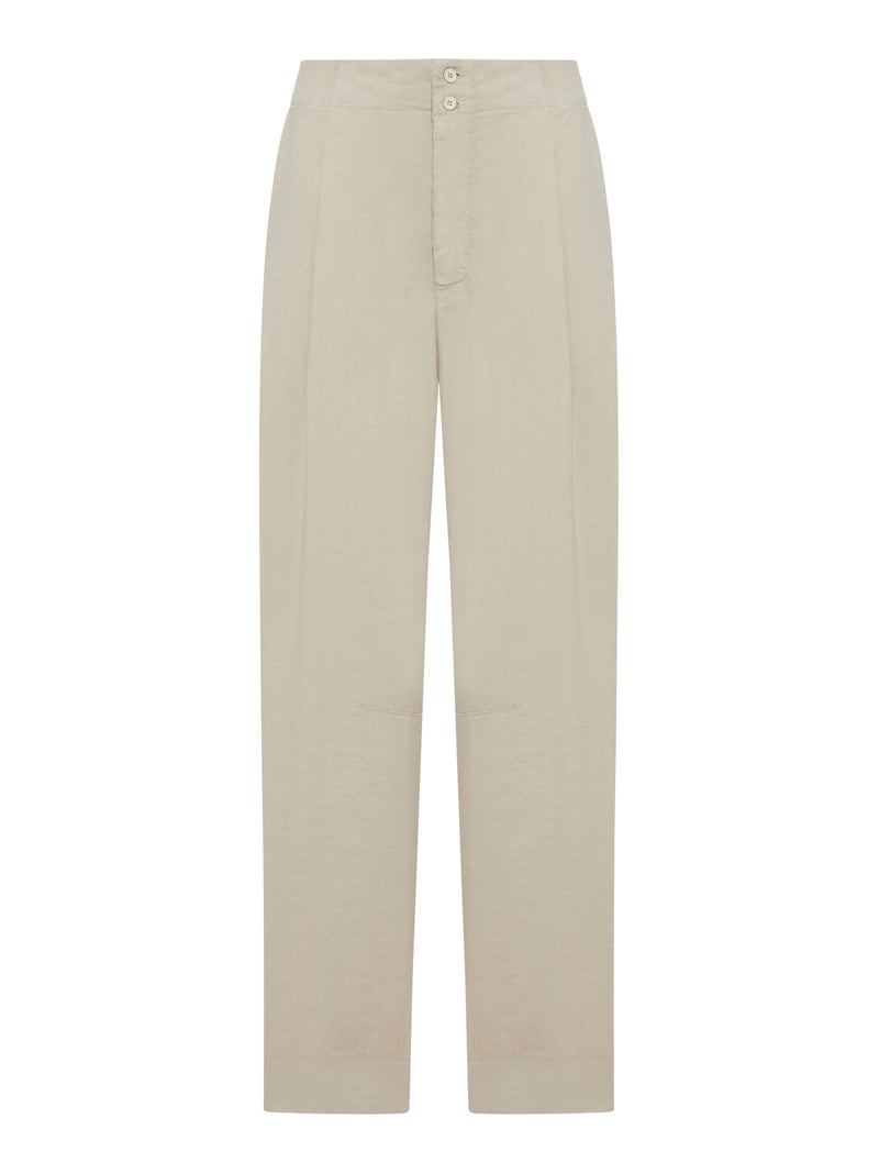 HIGH-WAISTED COTTON TROUSERS