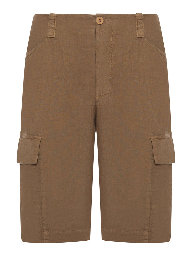 LINEN CARGO BERMUDA SHORTS