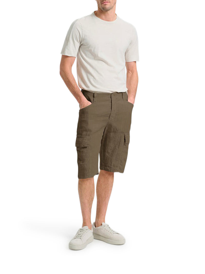 LINEN CARGO BERMUDA SHORTS