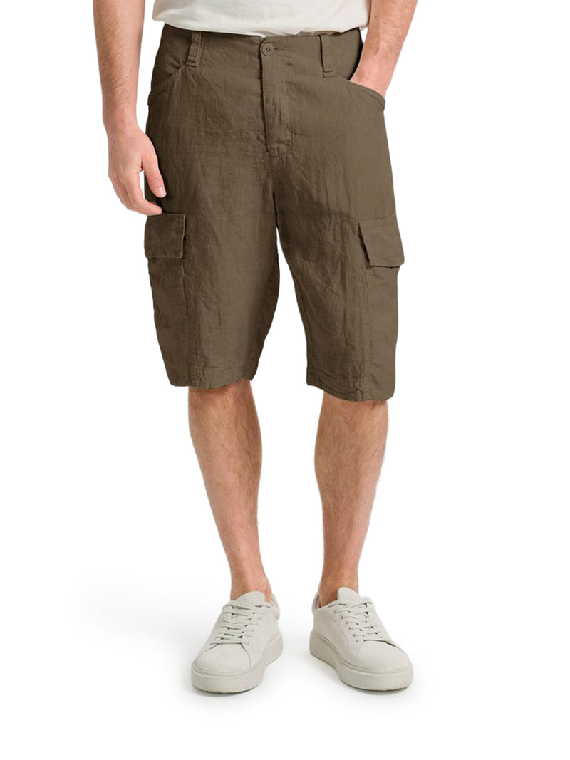 LINEN CARGO BERMUDA SHORTS