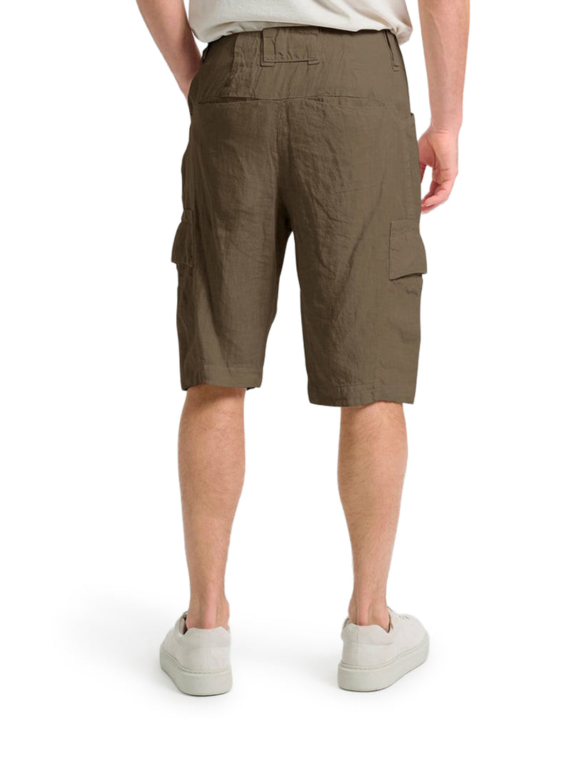 LINEN CARGO BERMUDA SHORTS