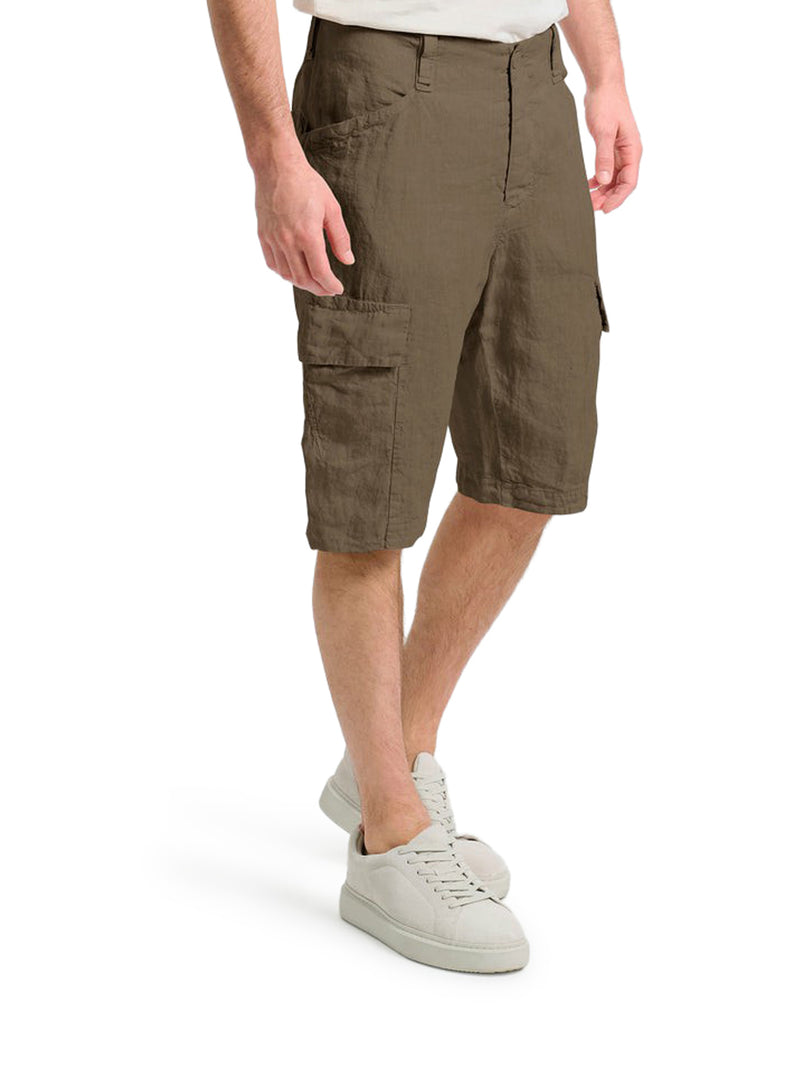 LINEN CARGO BERMUDA SHORTS