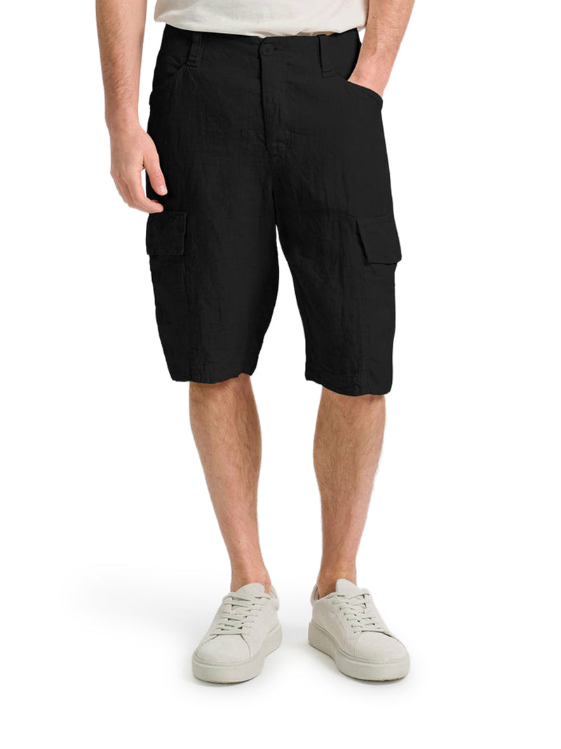 LINEN CARGO BERMUDA SHORTS