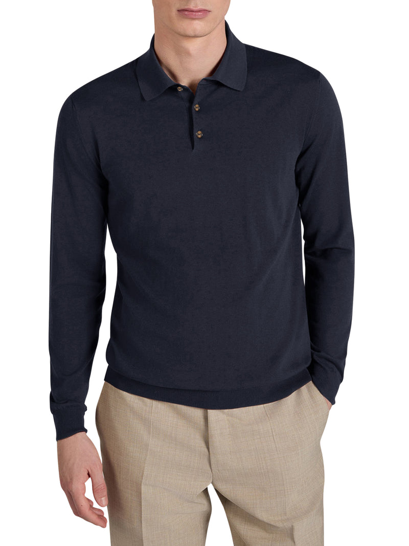 SLIM FIT COTTON AND SILK POLO SHIRT