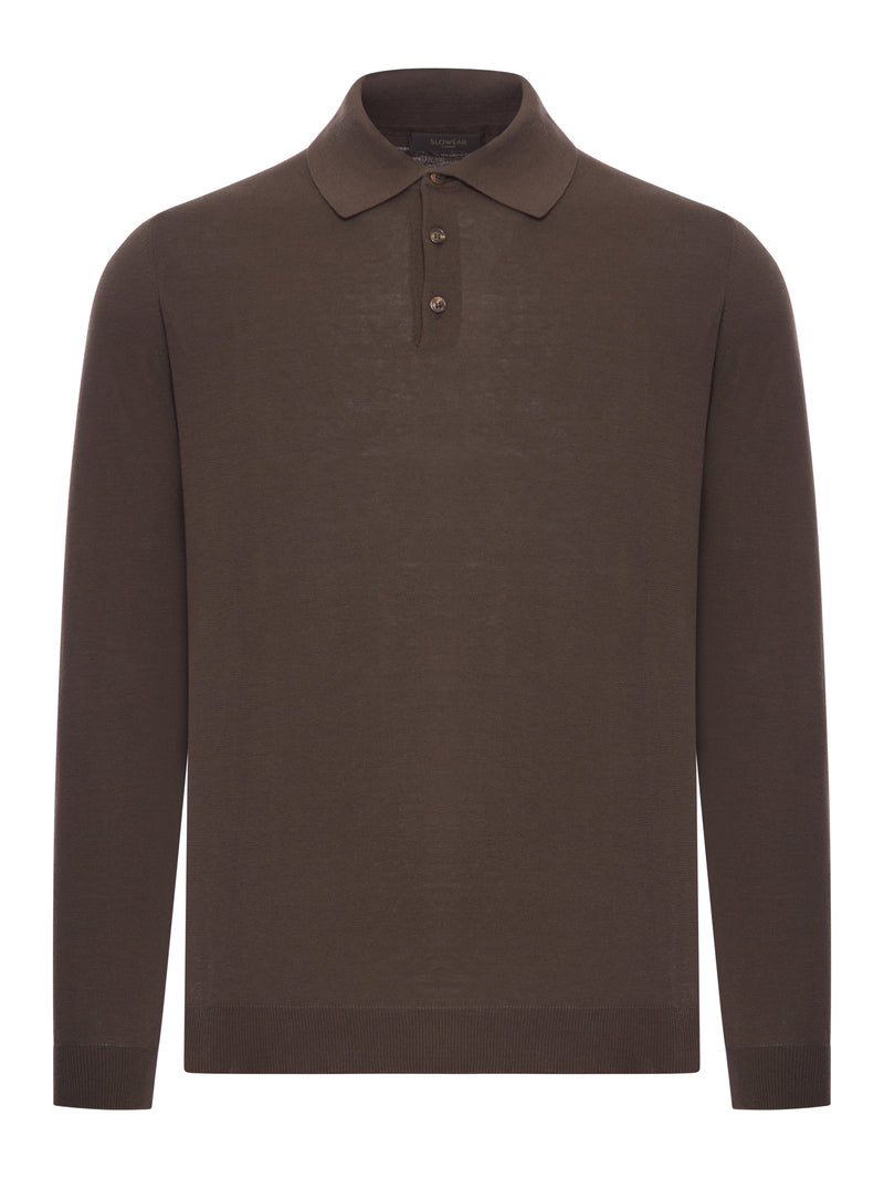 SLIM FIT COTTON AND SILK POLO SHIRT