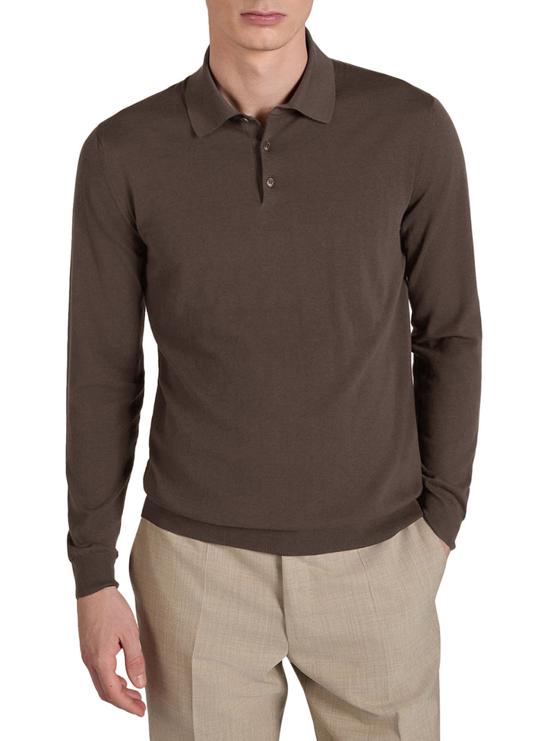 SLIM FIT COTTON AND SILK POLO SHIRT