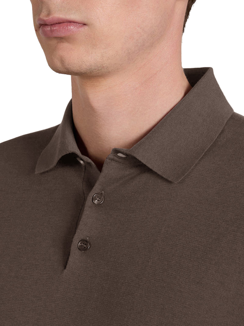 SLIM FIT COTTON AND SILK POLO SHIRT