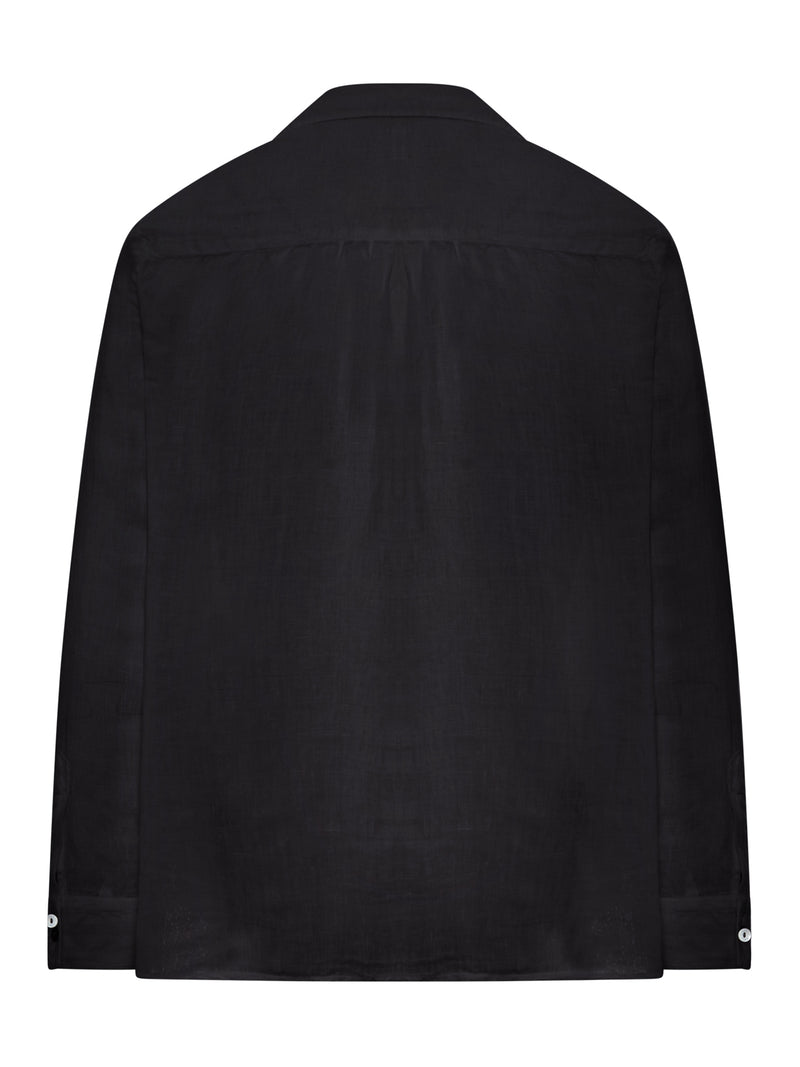 LINEN SHIRT WITH COLLAR AND V-NECK
