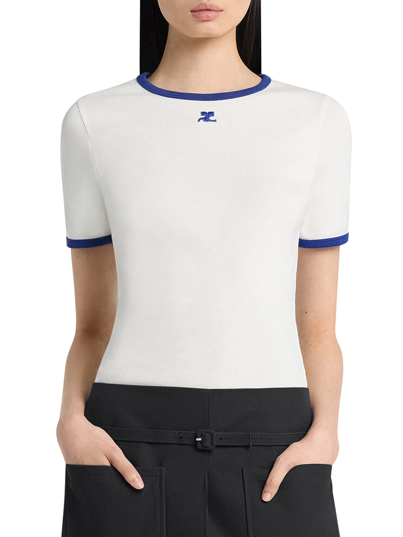 COTTON T-SHIRT WITH LOGO AND CONTRASTING PROFILES