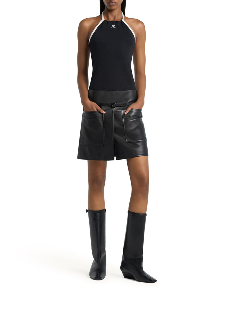 COTTON TANK TOP WITH CONTRASTING LACES