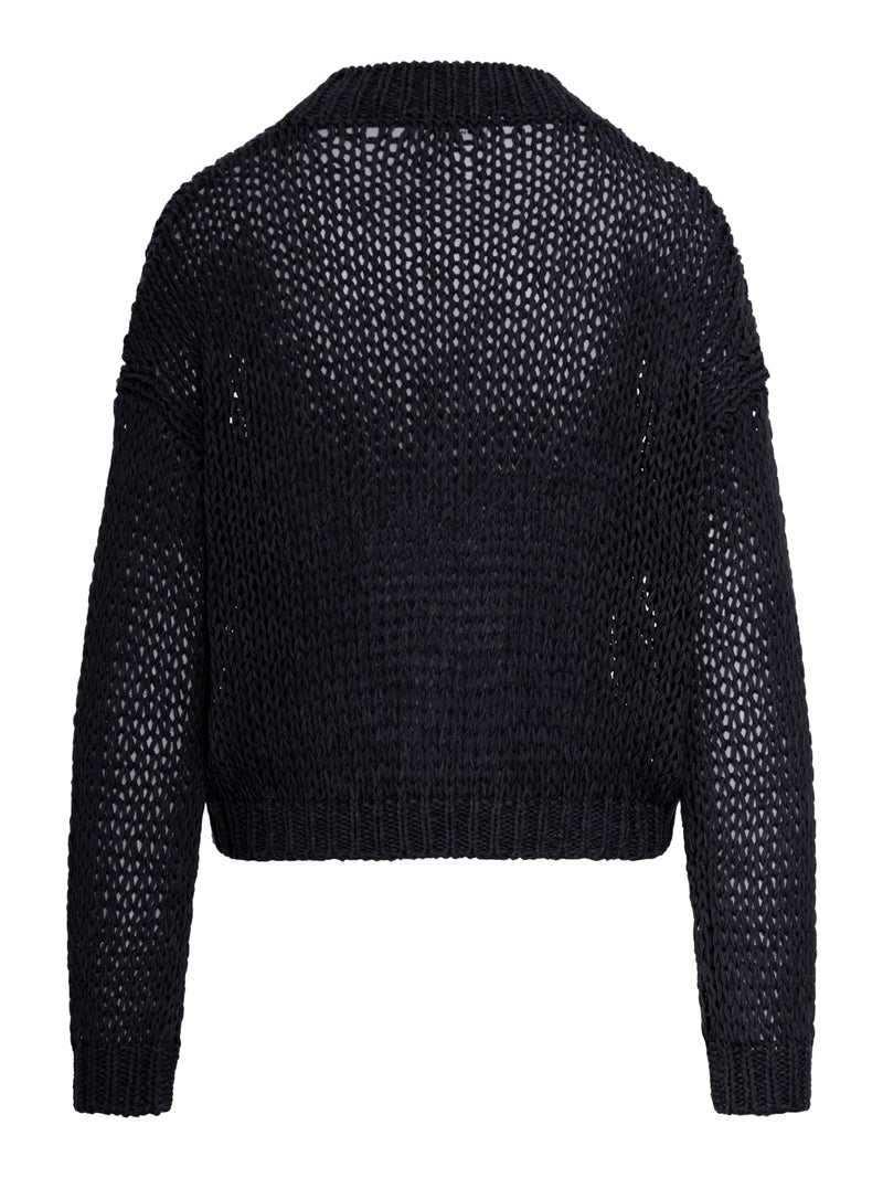 CROPPED CARDIGAN IN PERFORATED KNIT