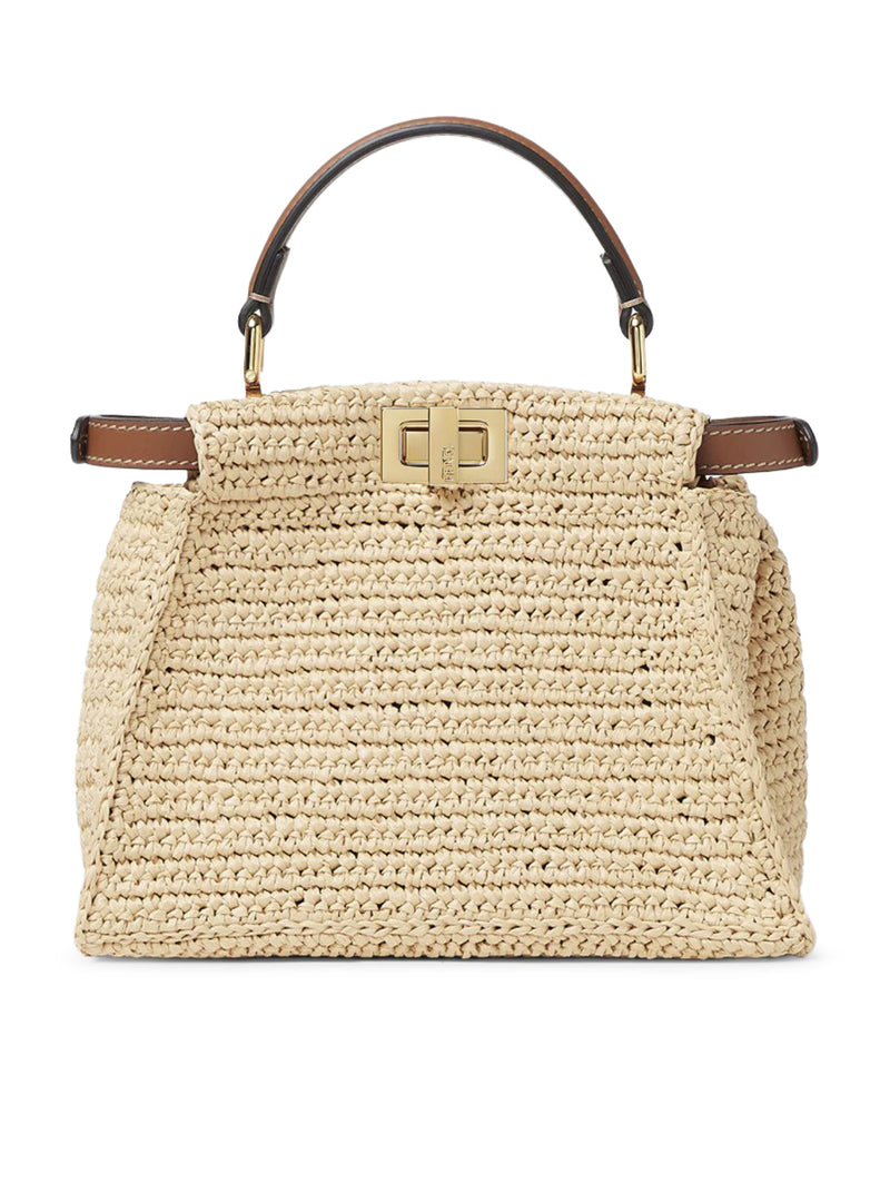 PEEKABOO MINI BAG IN RAFFIA WITH OPENWORK WOVEN PATTERN