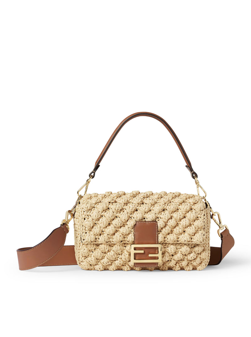 BAGUETTE BAG IN RAFFIA WITH A HAZELNUT STITCH