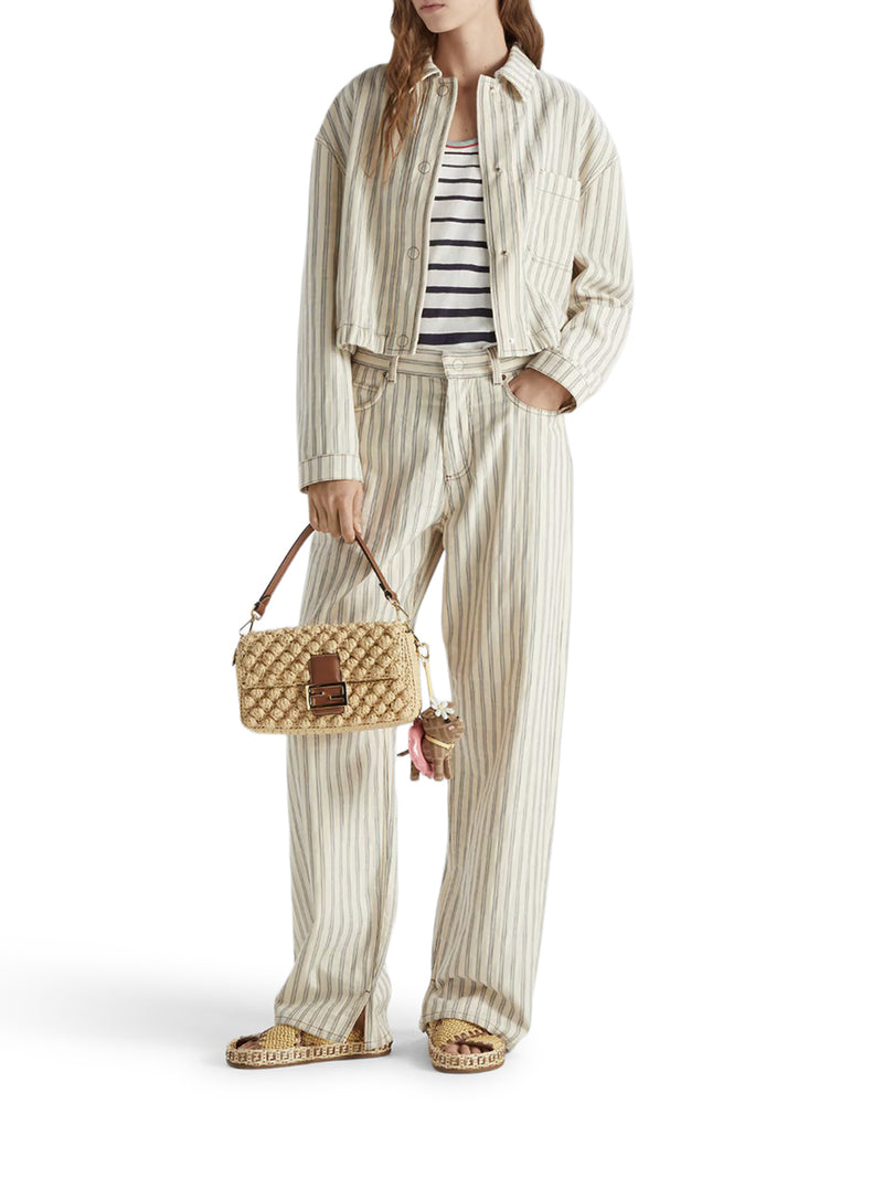 BAGUETTE BAG IN RAFFIA WITH A HAZELNUT STITCH