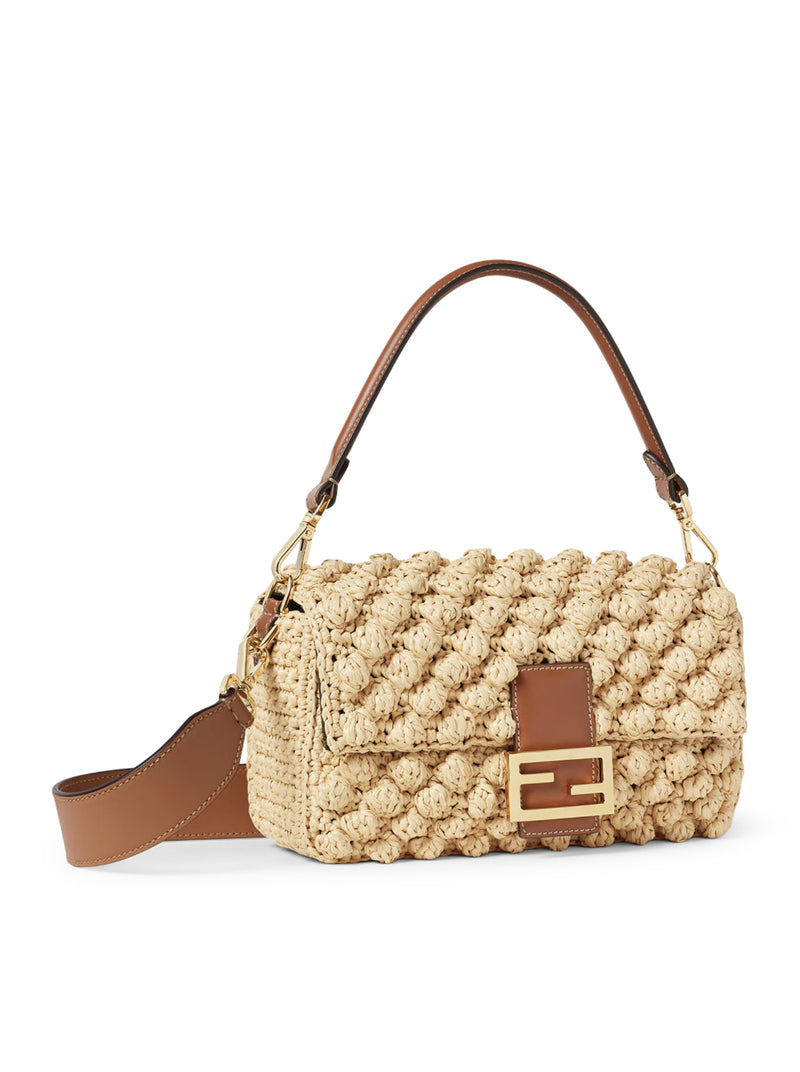 BAGUETTE BAG IN RAFFIA WITH A HAZELNUT STITCH