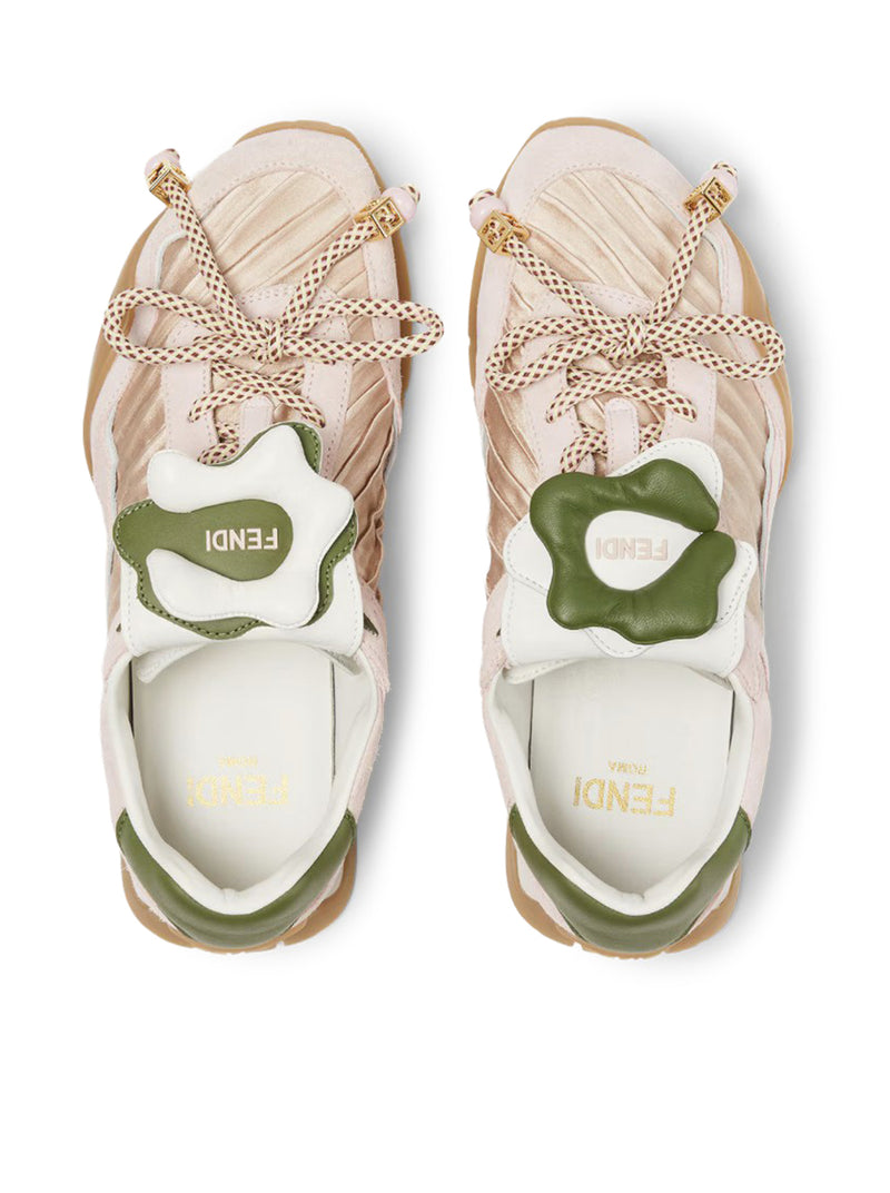 FENDI WAVE PULSE LOW TOP IN PINK FABRIC AND SUEDE